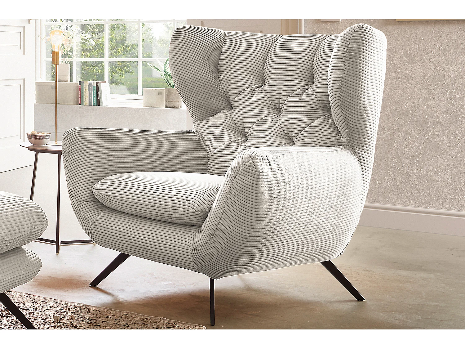 Poltrona - bianco crema Velluto a coste - CHARME