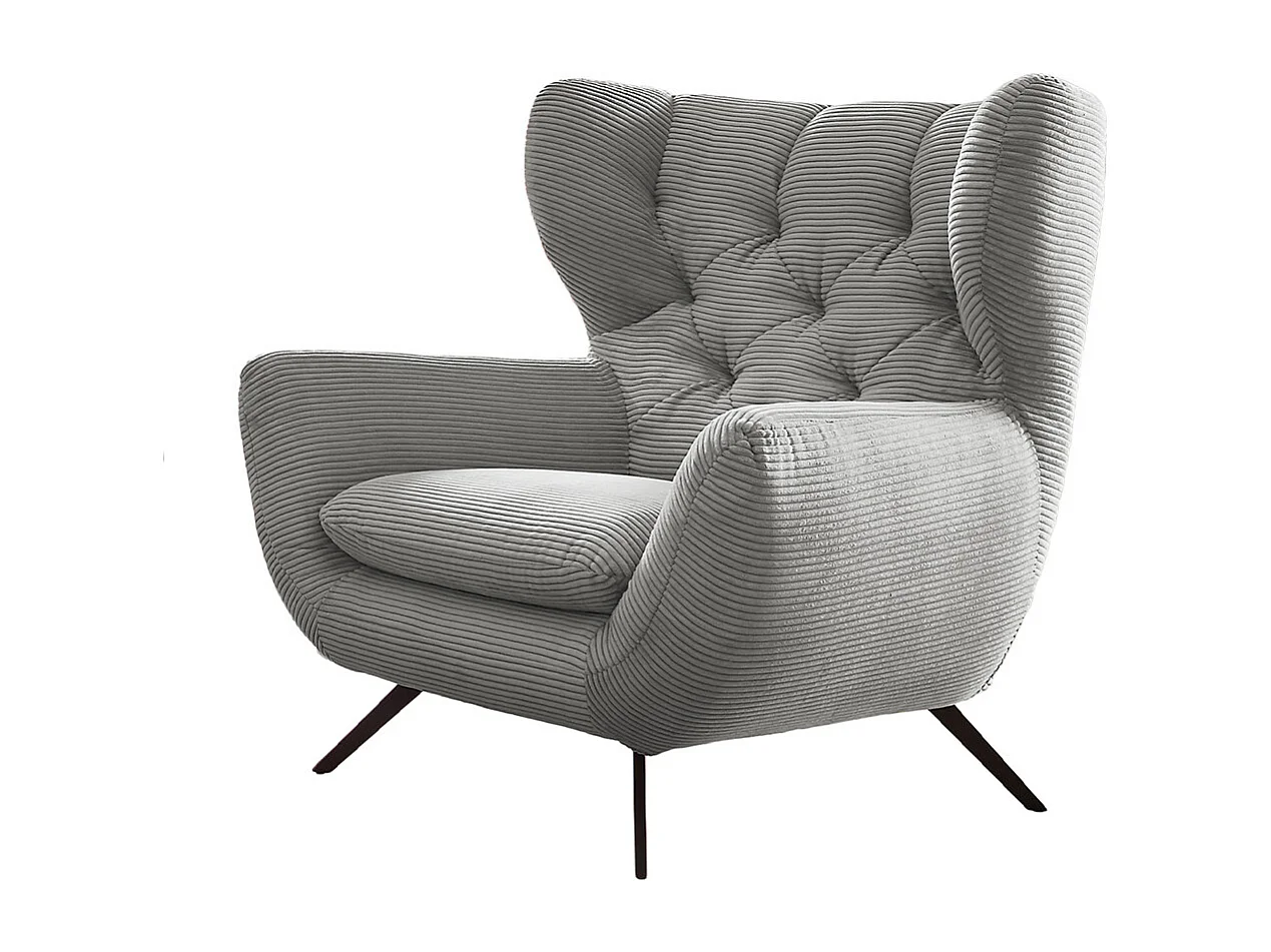 Fauteuil - gris clair Velours côtelé - CHARME