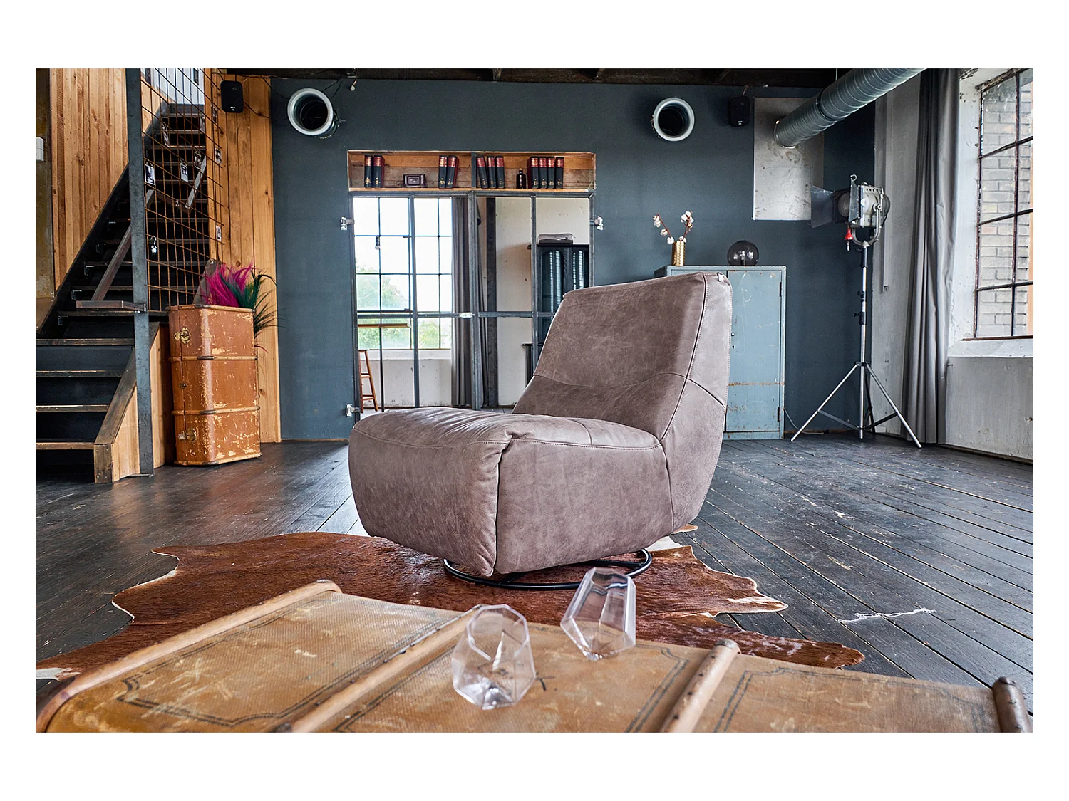 Sessel - Taupe Leder - CINE