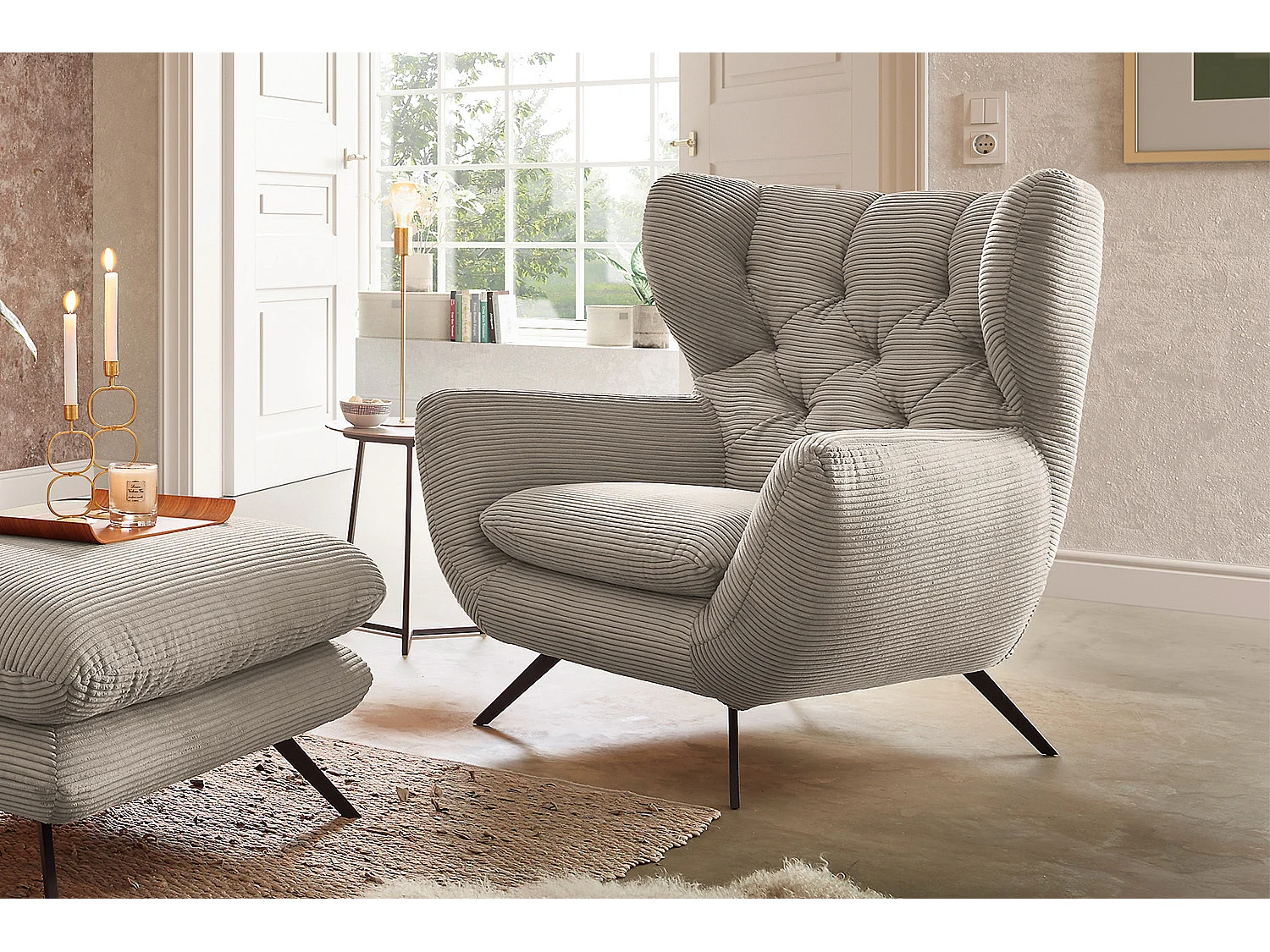 Fauteuil - granit Velours côtelé - CHARME