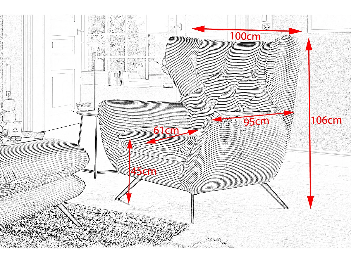 Oorfauteuil - Graniet Koord - CHARME