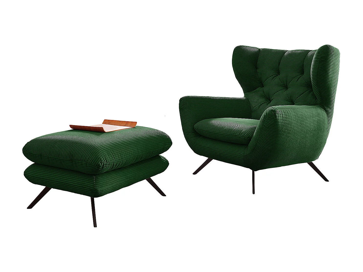 Sillones orejeros - verde esmeralda Pana - CHARME
