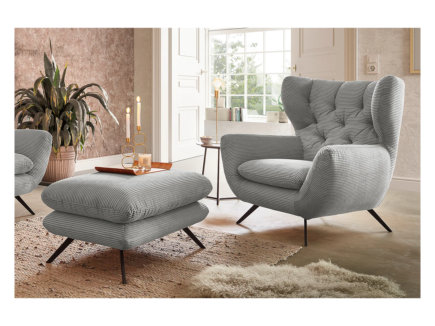 Sessel - Hellgrau Cord - CHARME
