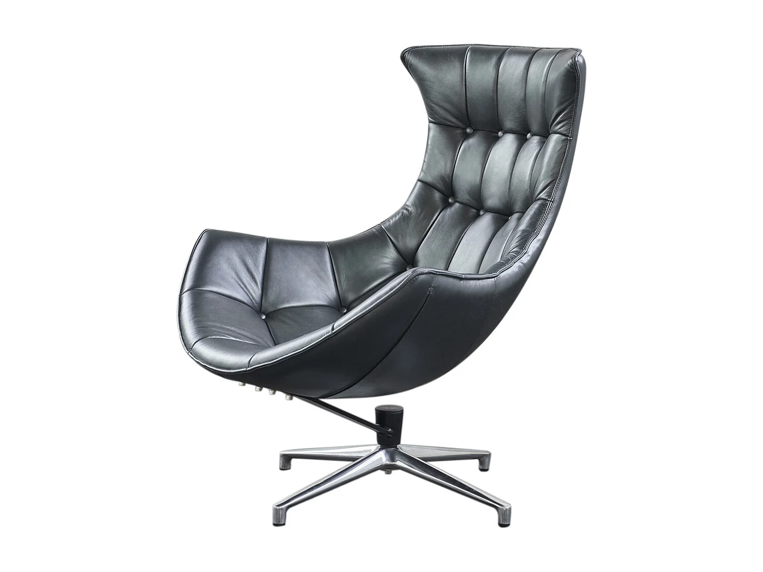 Poltrona girevole - grigio argento pelle - SKIO