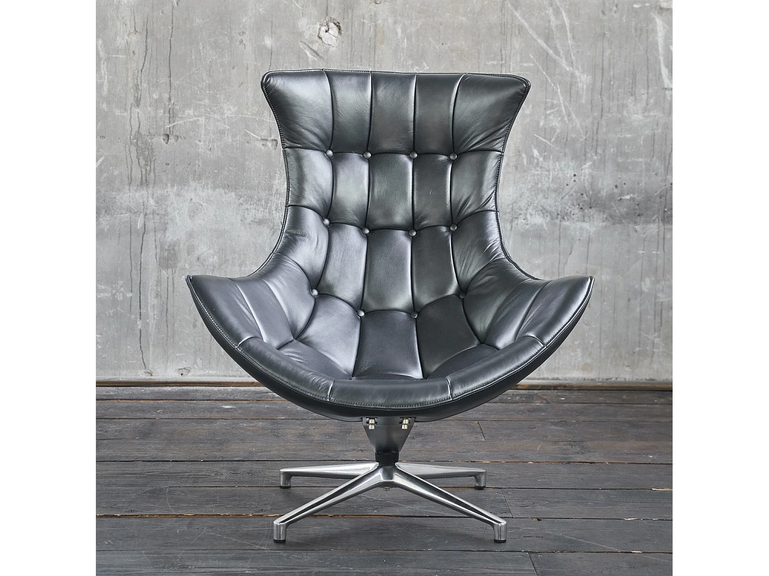 Poltrona girevole - grigio argento pelle - SKIO