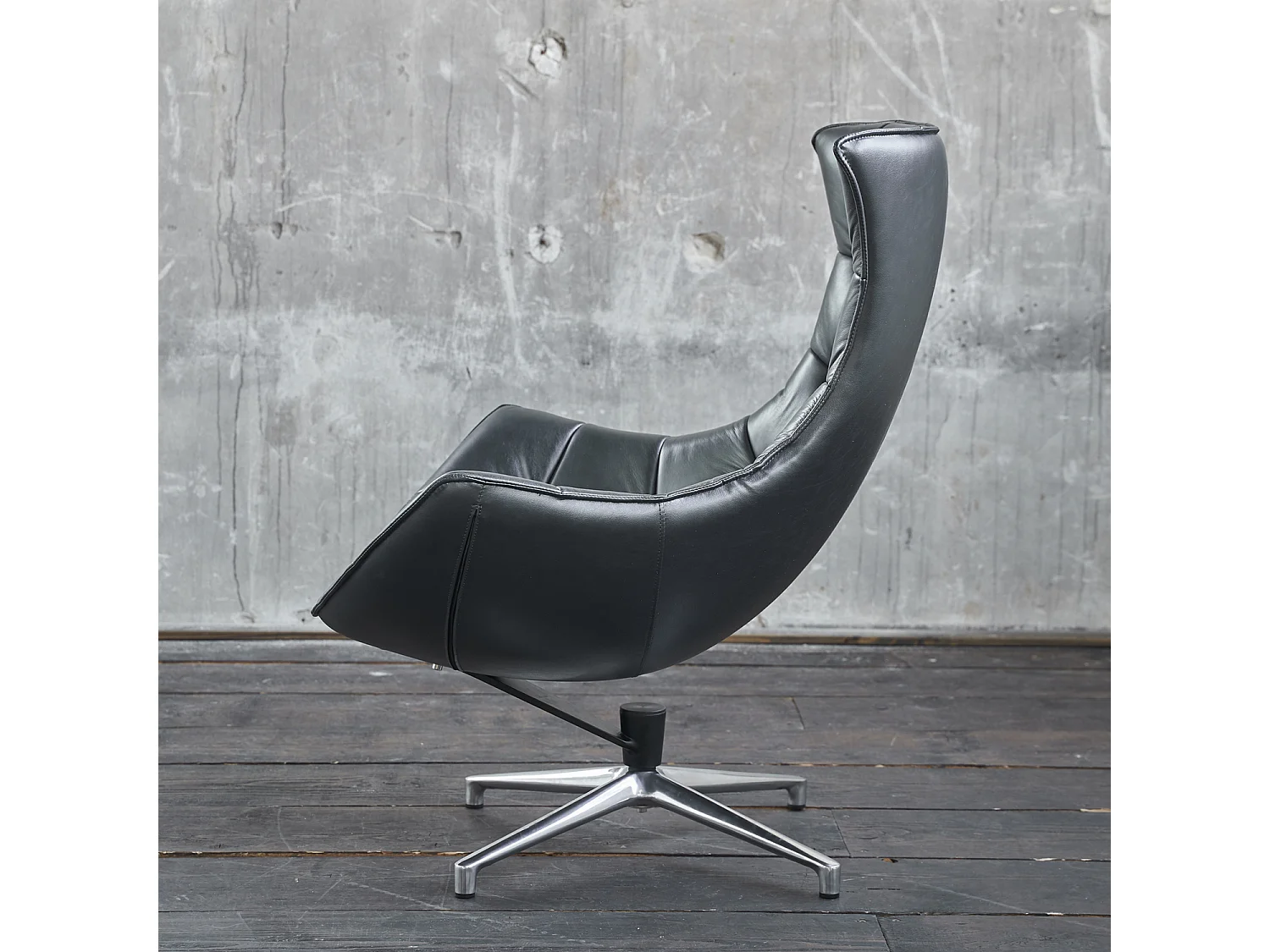 Poltrona girevole - grigio argento pelle - SKIO