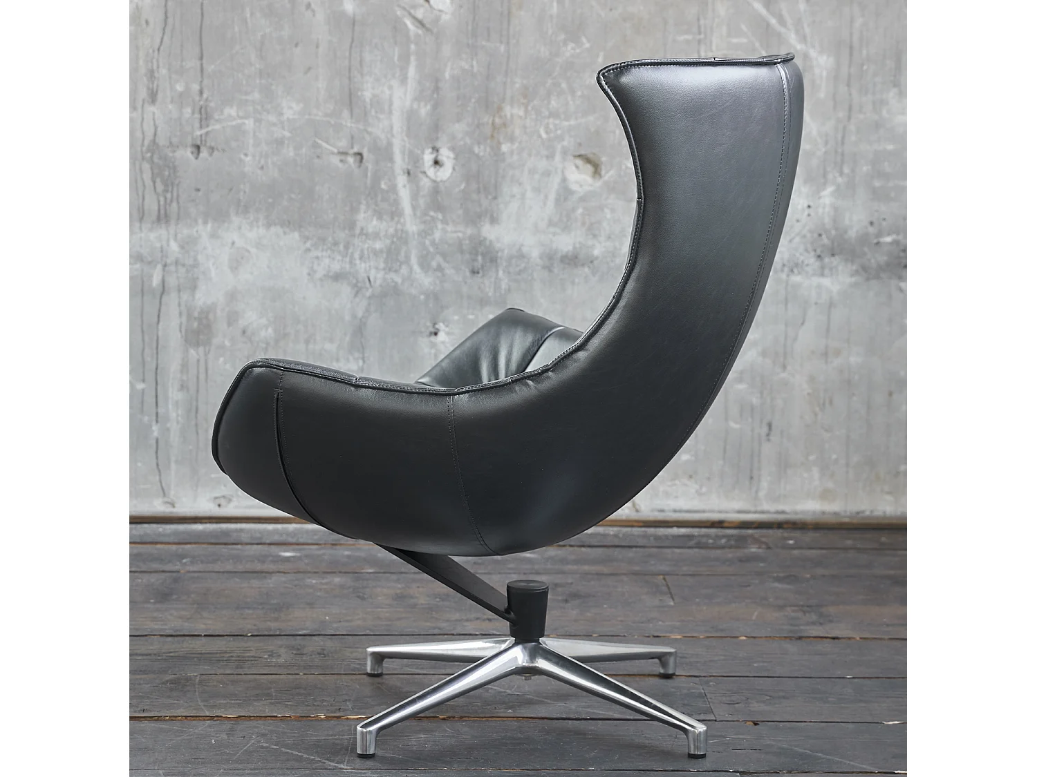 Poltrona girevole - grigio argento pelle - SKIO
