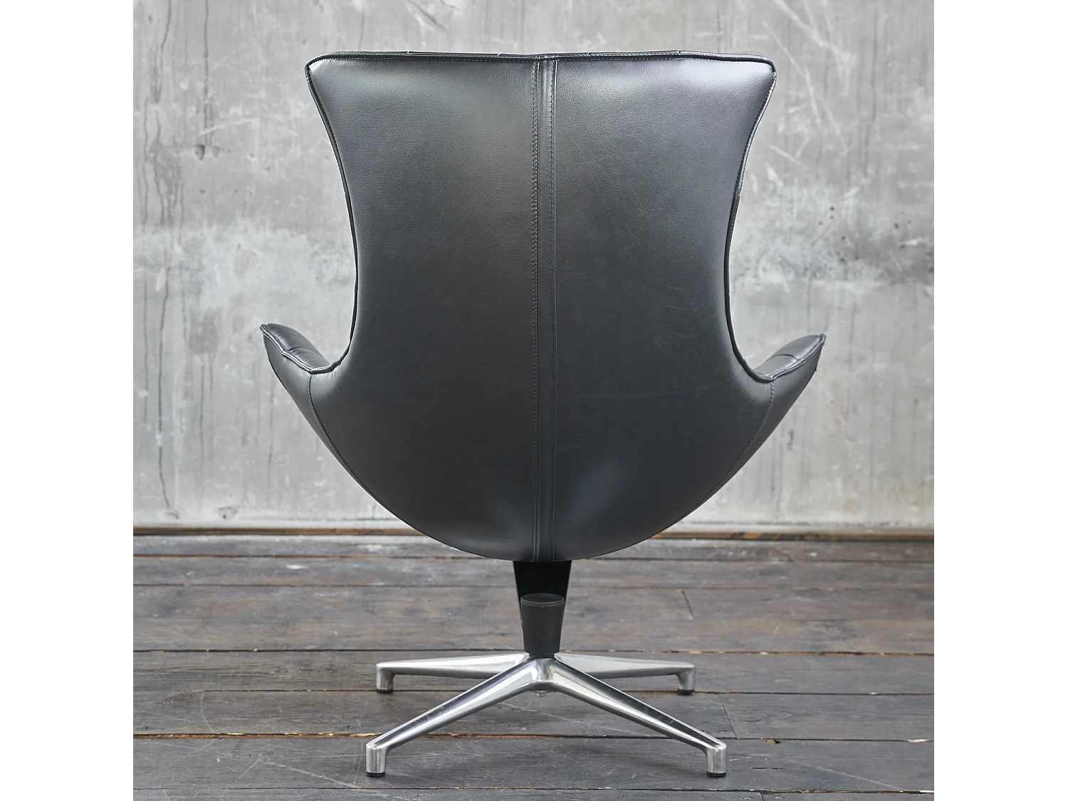 Poltrona girevole - grigio argento pelle - SKIO