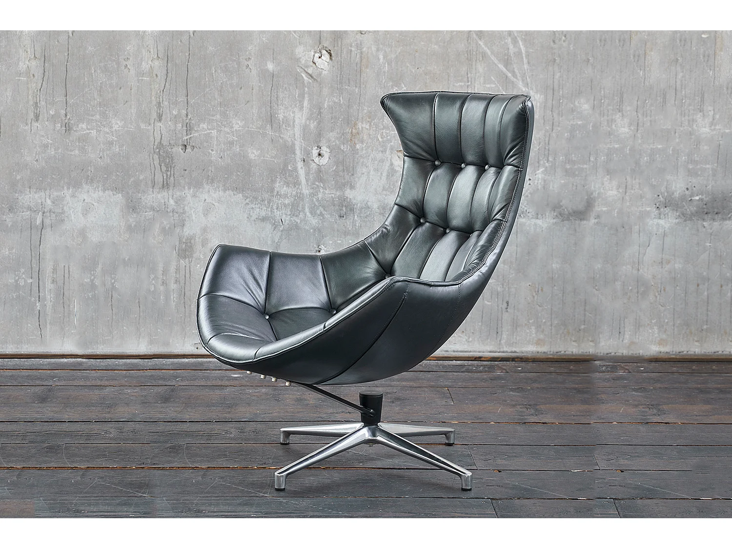 Poltrona girevole - grigio argento pelle - SKIO