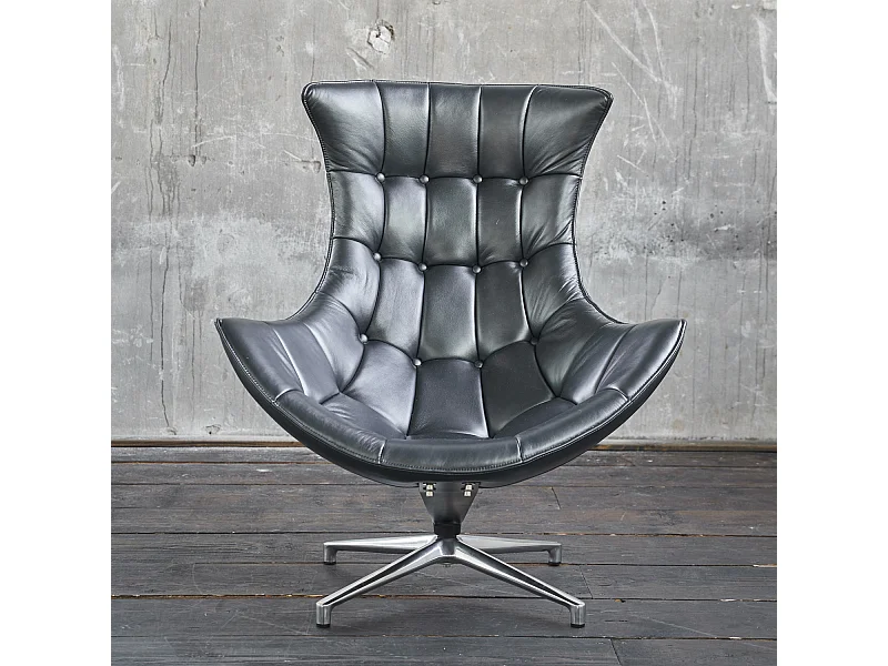 Fauteuil - gris argenté cuir - SKIO