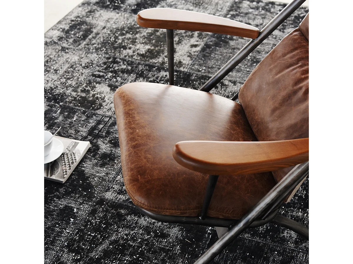 Lounge- Cocktail- Clubsessel - Braun Leder - CIANO