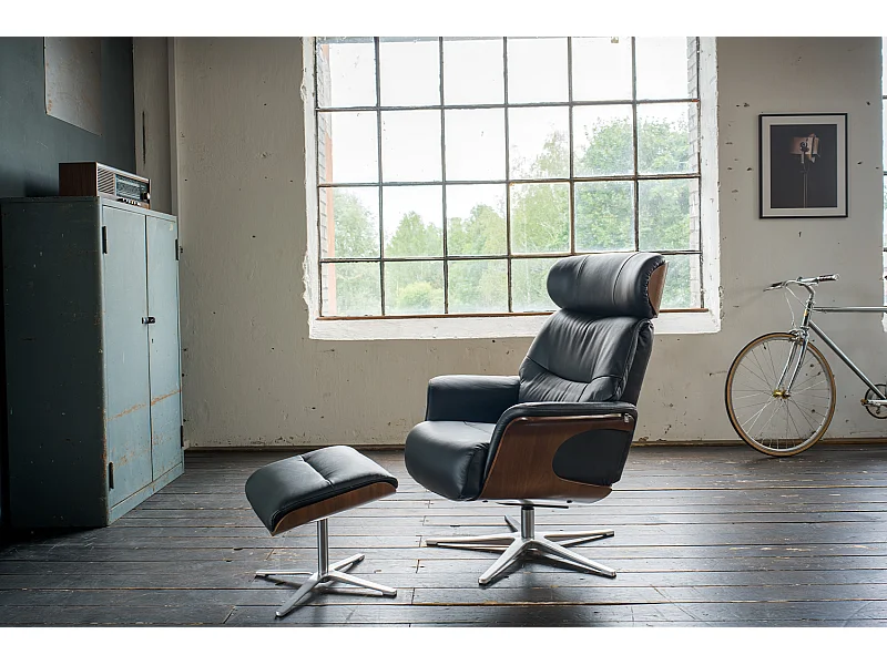 Relaxsessel - Schwarz Leder - TOSAR