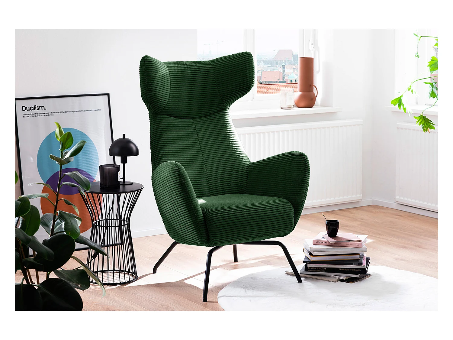 Fauteuil - vert émeraude Velours côtelé - LOTTE