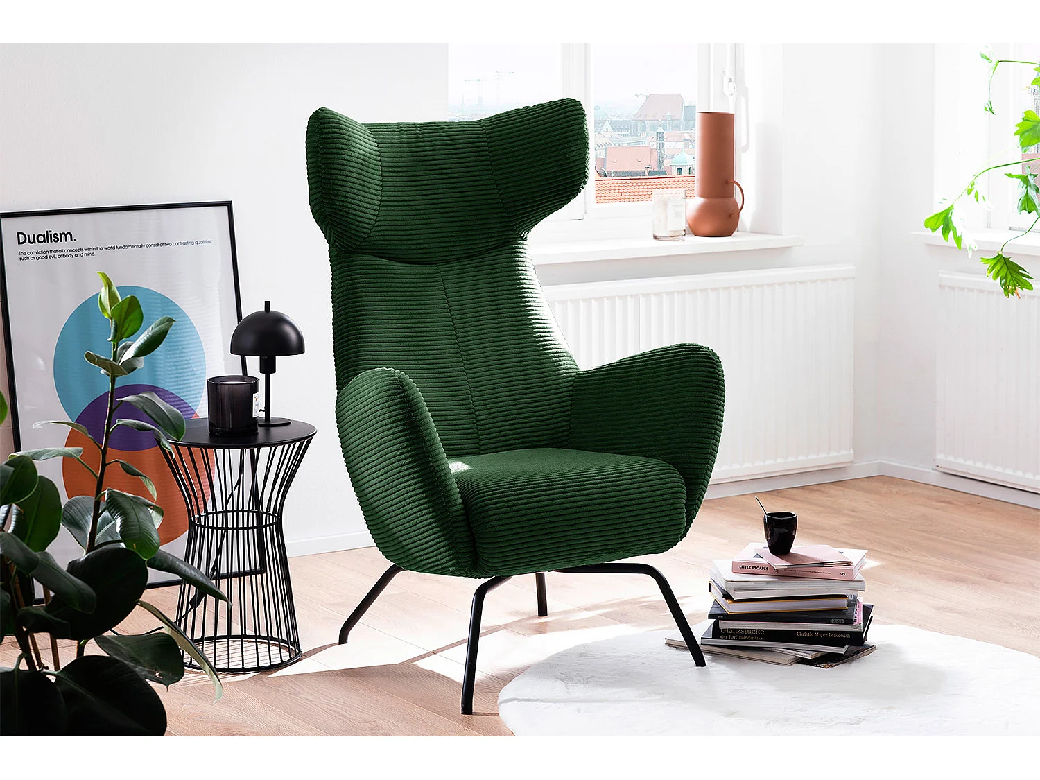 Poltrona bergère - verde smeraldo Velluto a coste - LOTTE