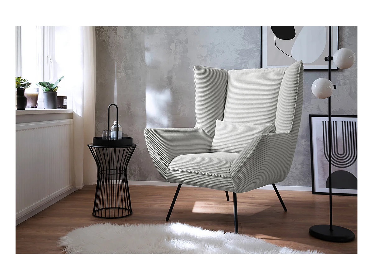 Fauteuil - gris clair Velours côtelé - IVA