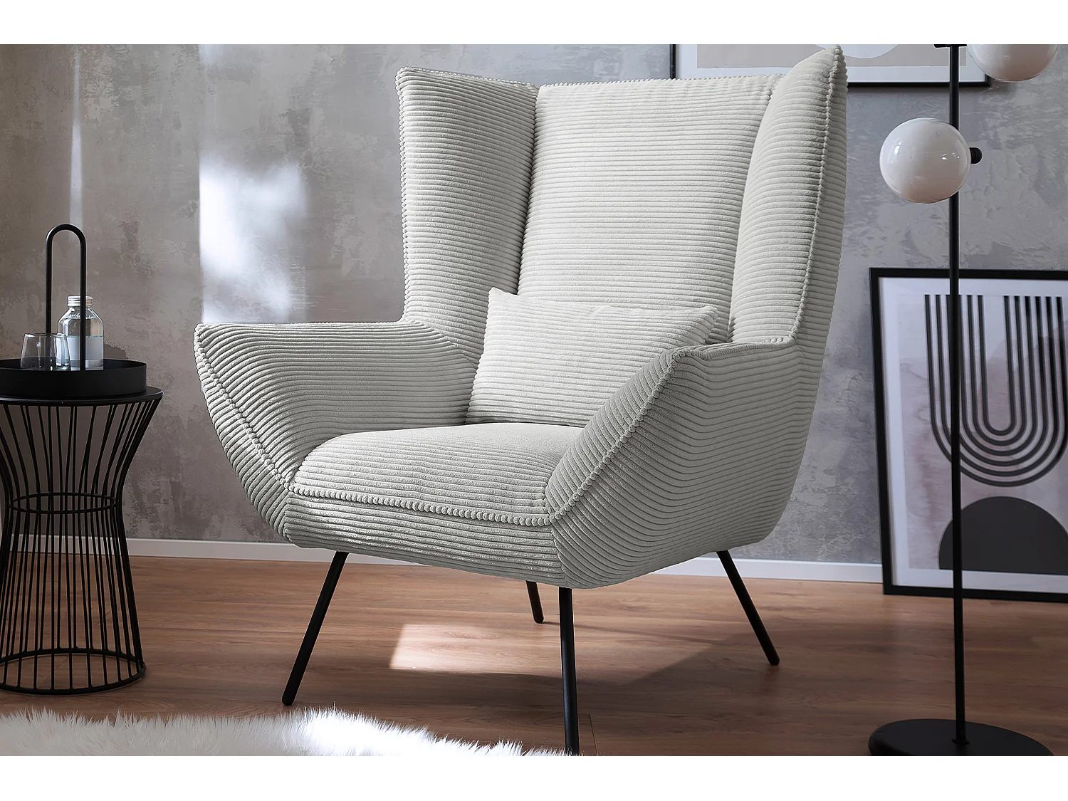 Fauteuil relax - gris clair Velours côtelé - IVA