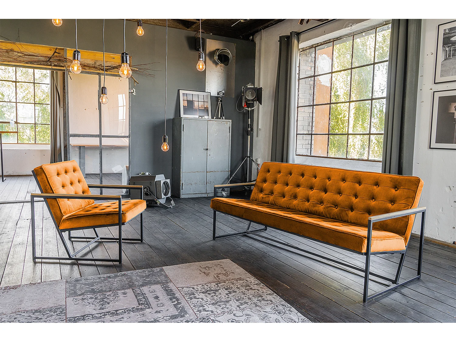 Sillón - naranja terciopelo - ARLY