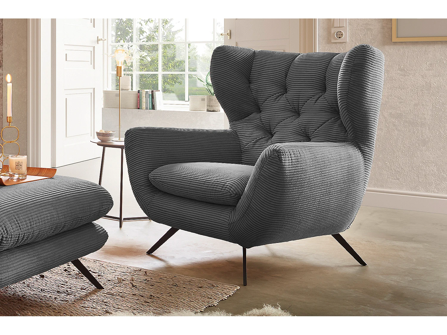 Sillones orejeros - Gris Pana - CHARME