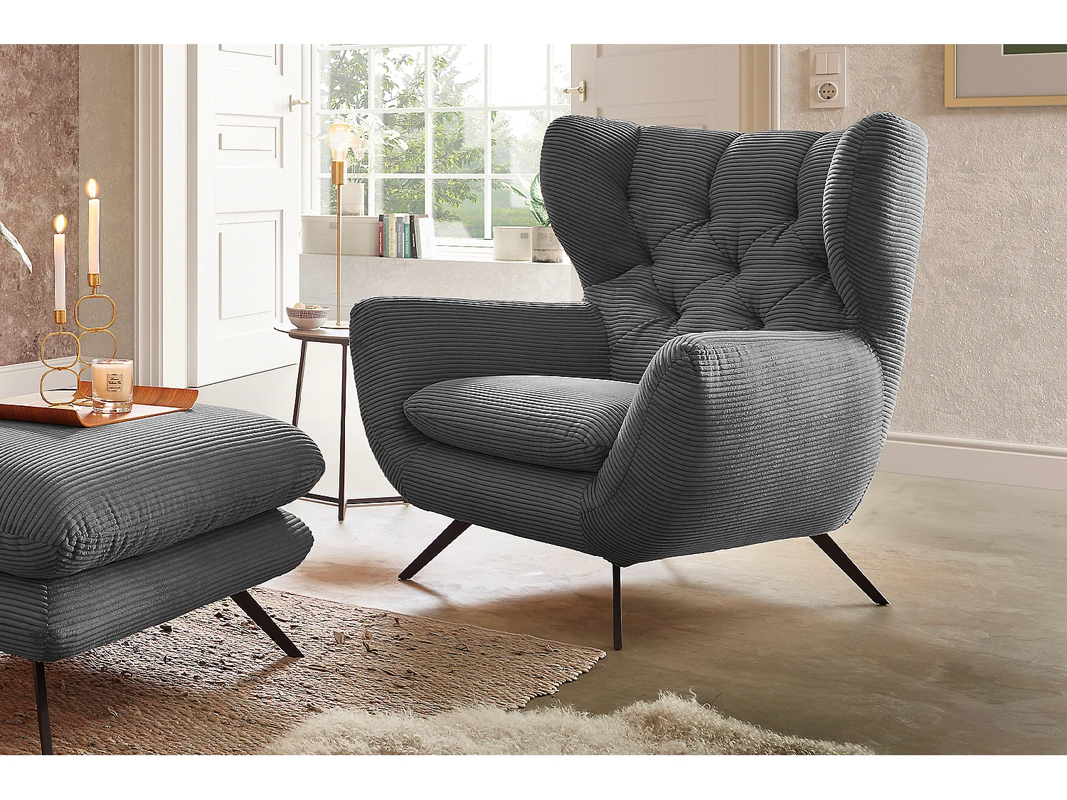Sillones orejeros - Gris Pana - CHARME