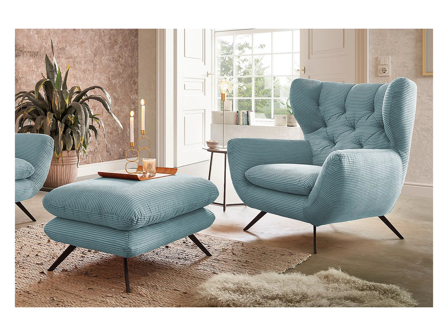 Sessel - Hellblau Cord - CHARME