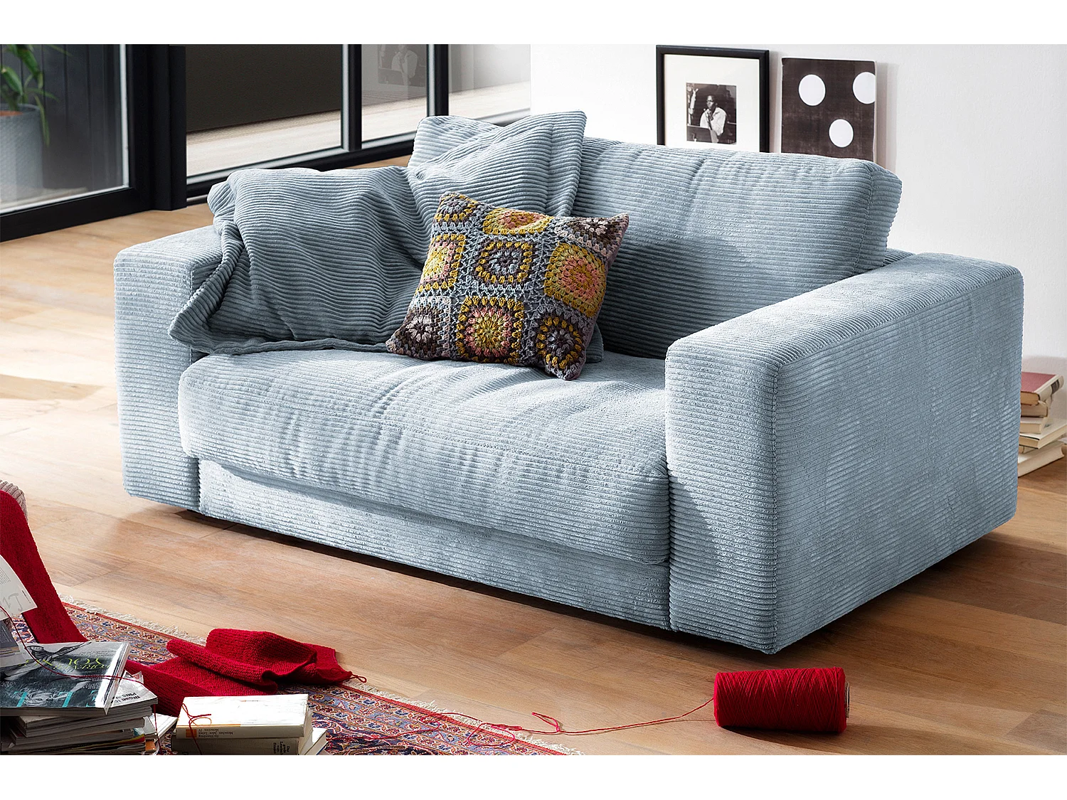 Relax fauteuil - Lichtblauw Koord - MADELINE