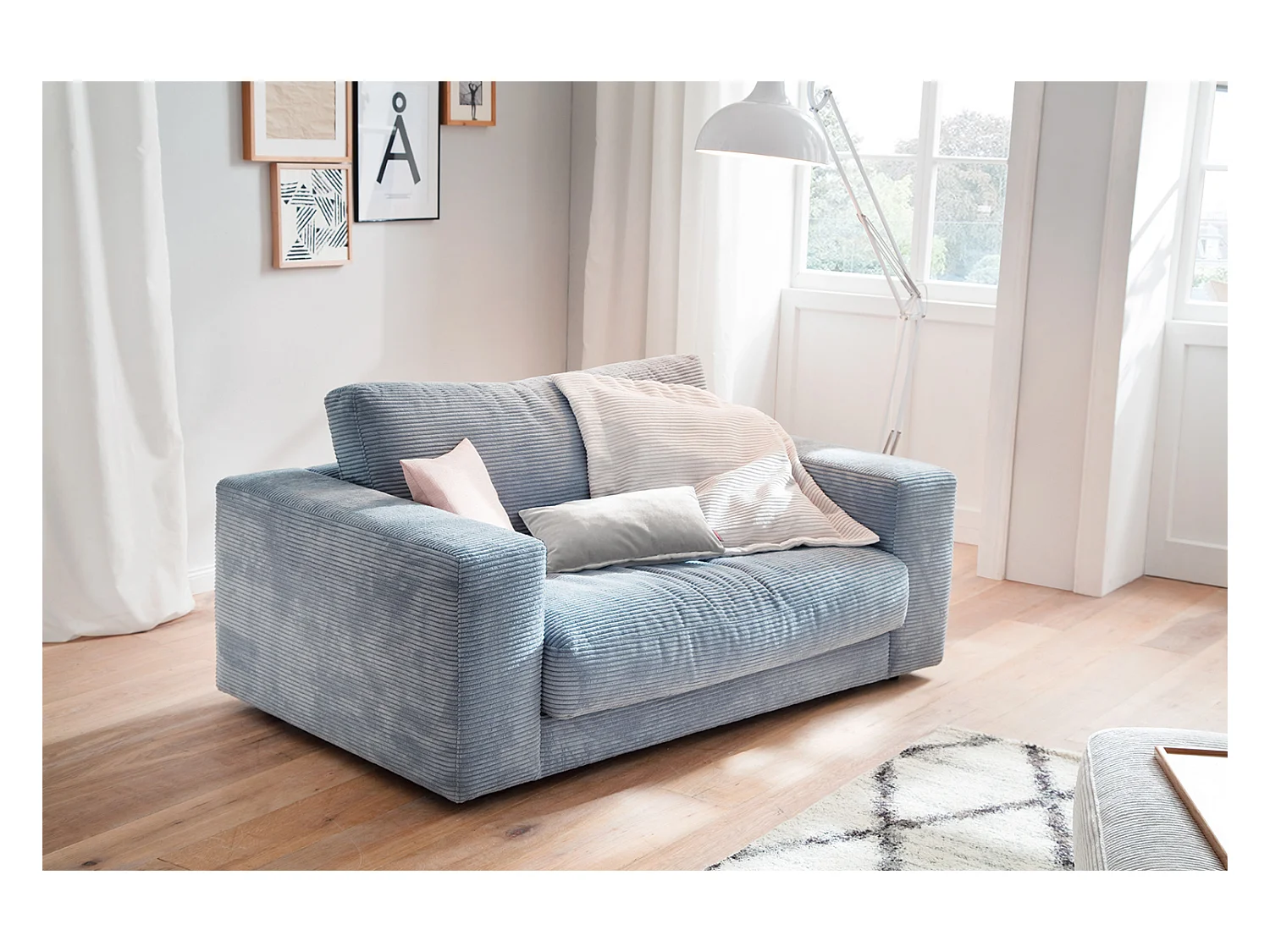 fauteuil relax - bleu clair Velours côtelé - MADELINE