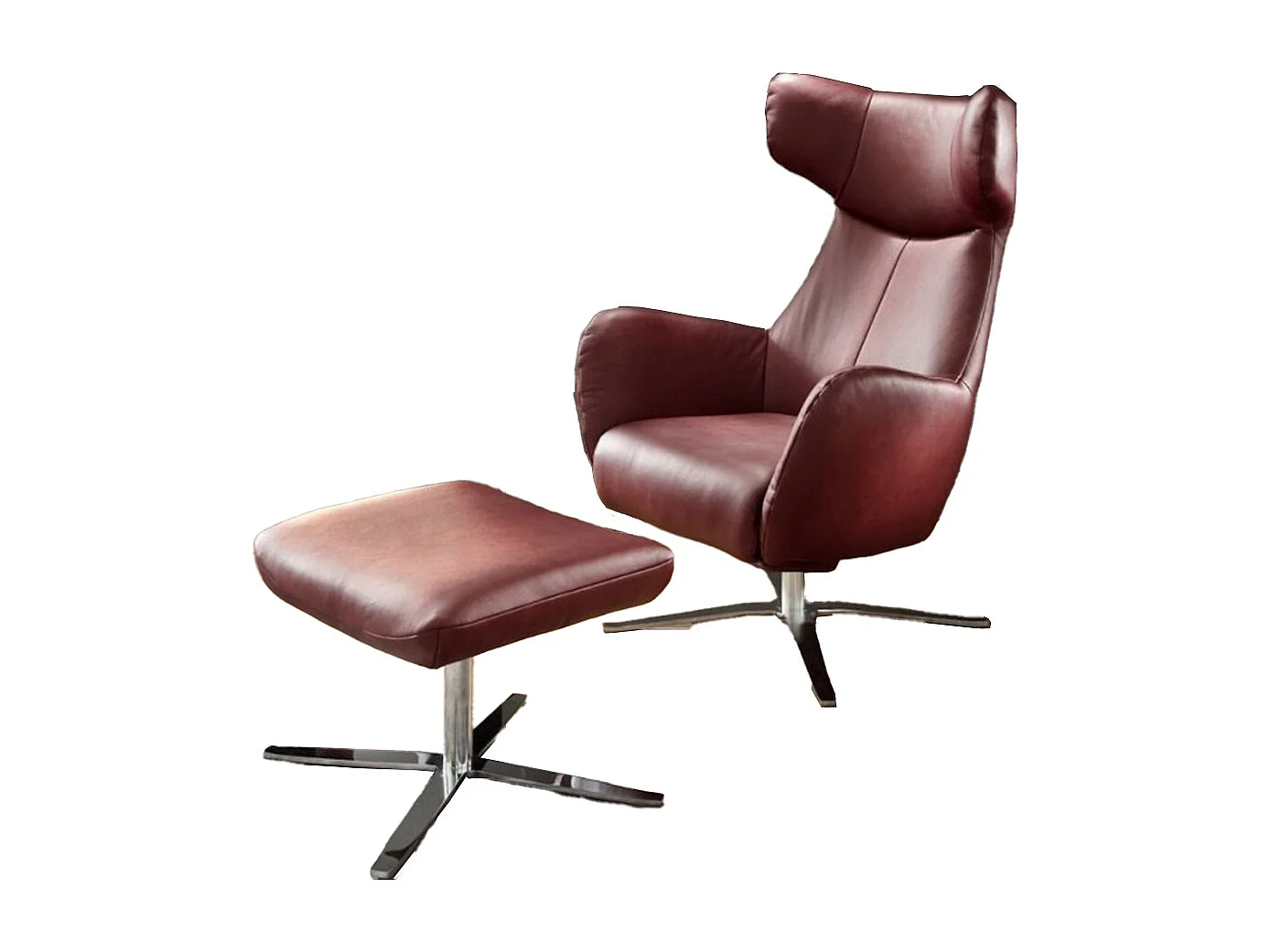 Fauteuil pivotant - Rouge cuir - RANDY