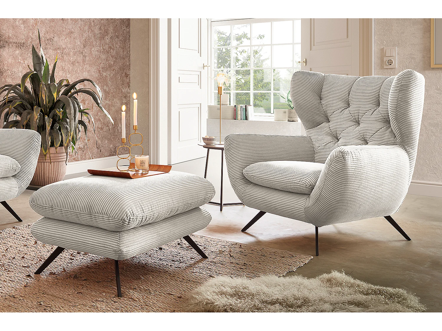 Sessel - Cremeweiß Cord - CHARME