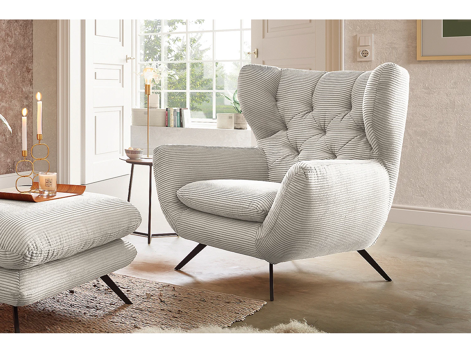 Sessel - Cremeweiß Cord - CHARME