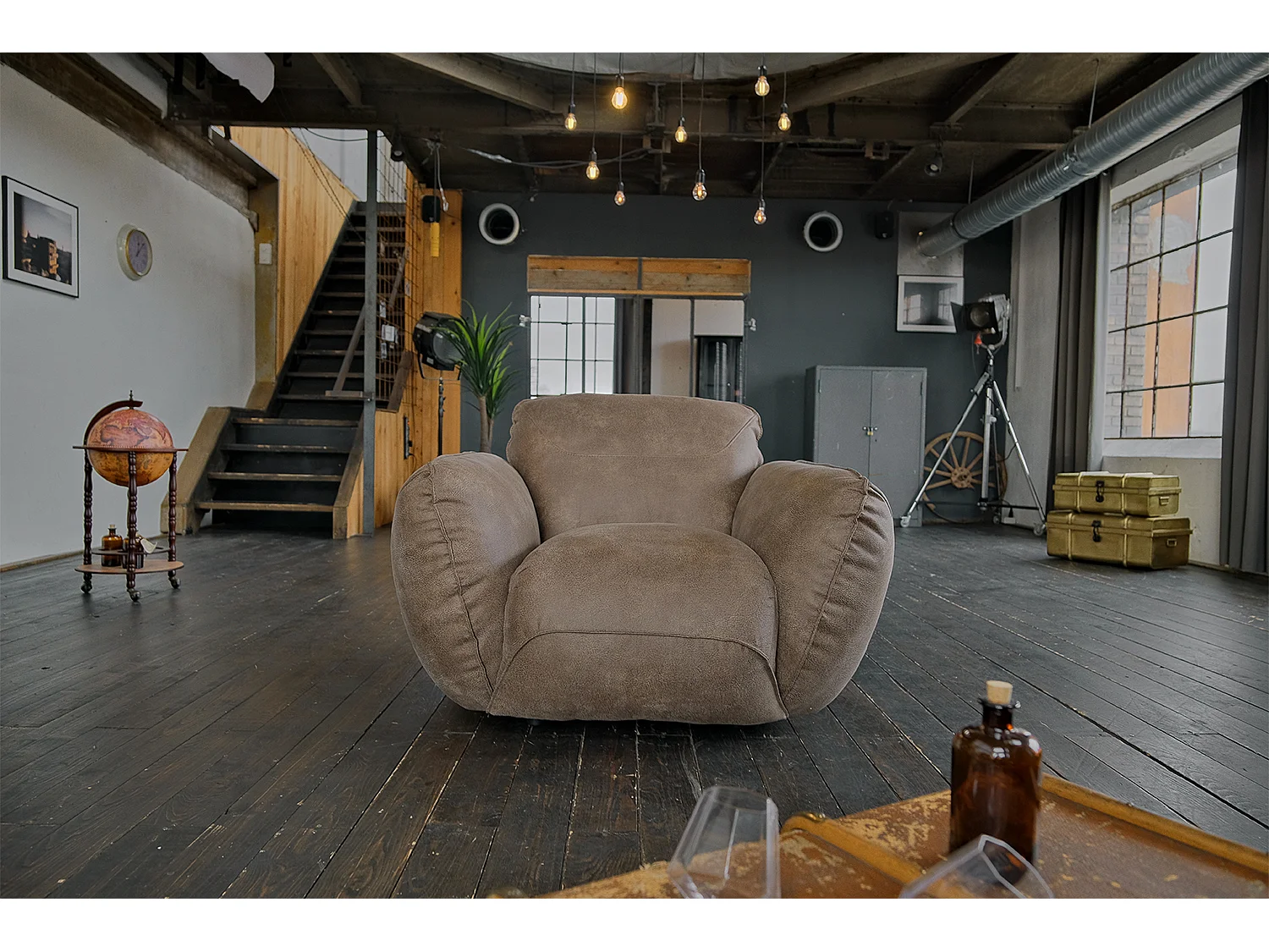 Sessel - Schwarz Leder - DAVITO