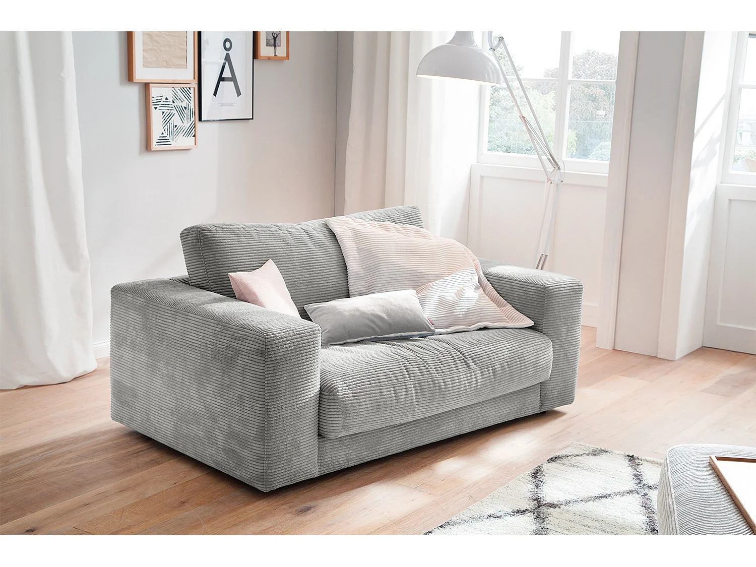 Poltrona relax - grigio chiaro Velluto a coste - MADELINE