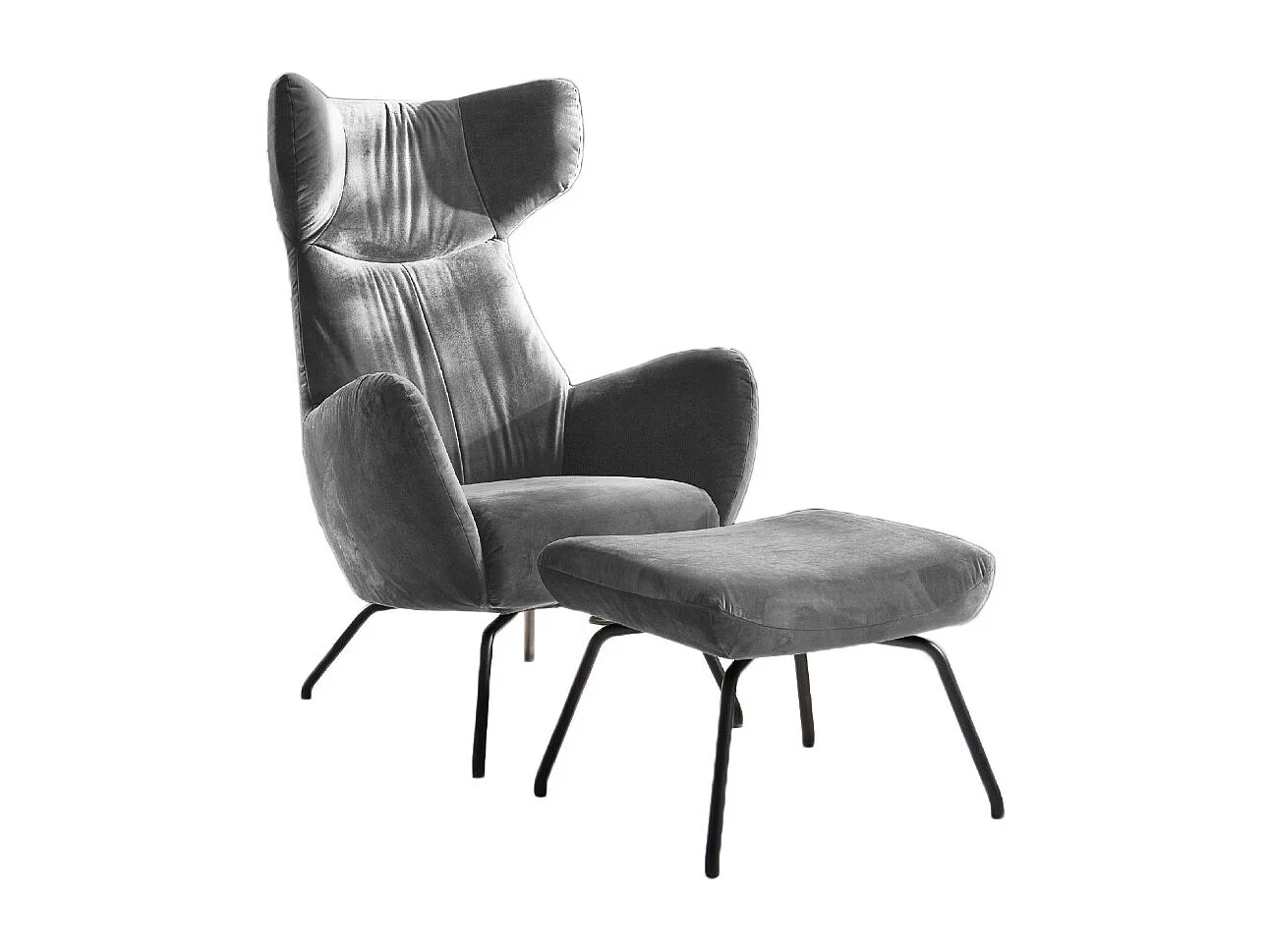 Sillones orejeros - plata terciopelo - LOTTE