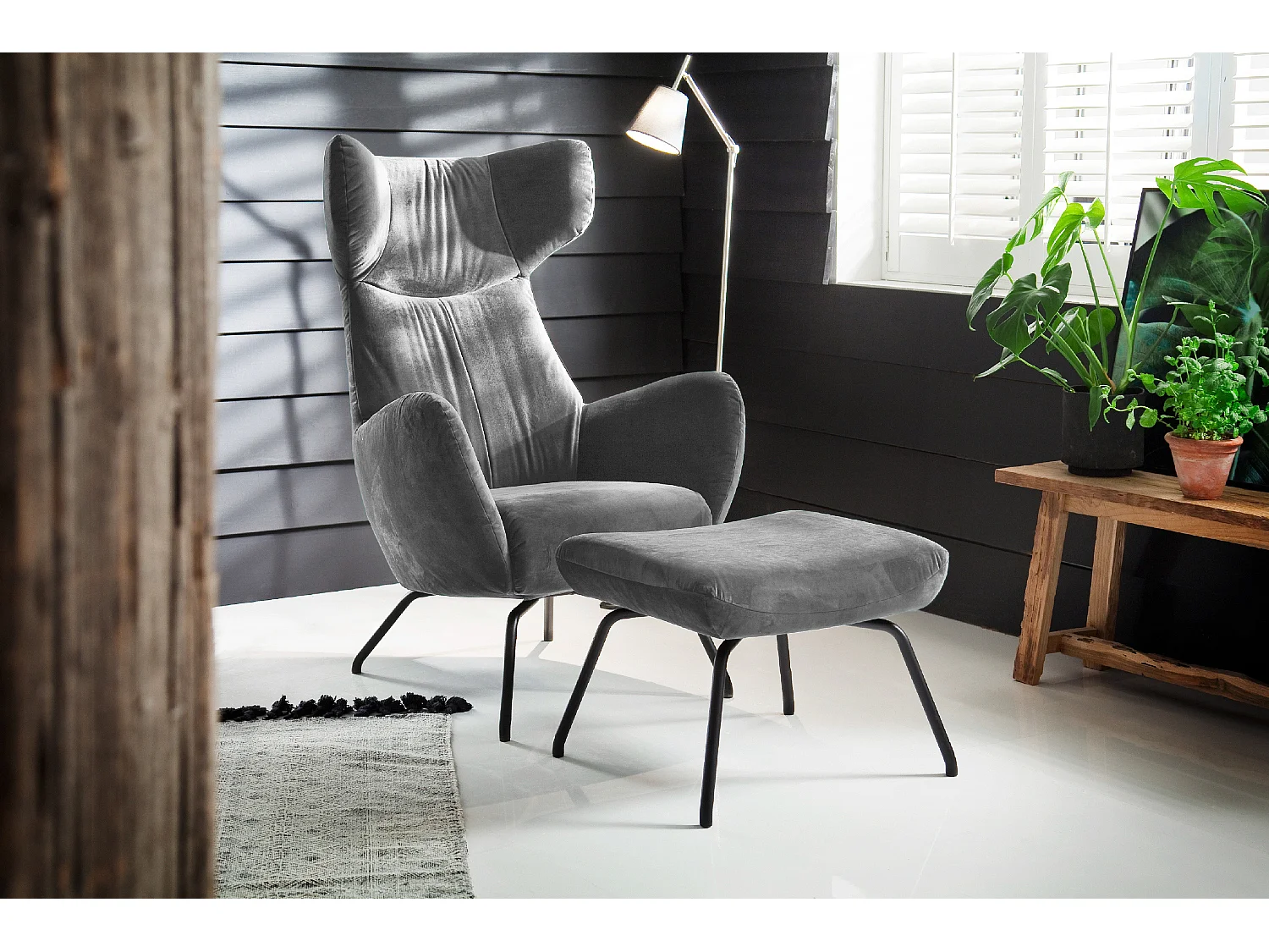Sillones orejeros - plata terciopelo - LOTTE