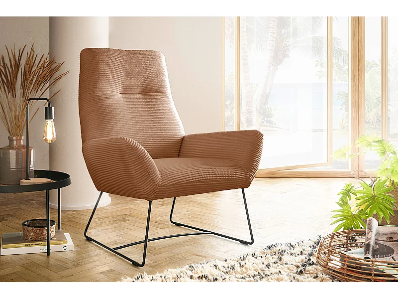 Fauteuil - marron Velours côtelé - BISA