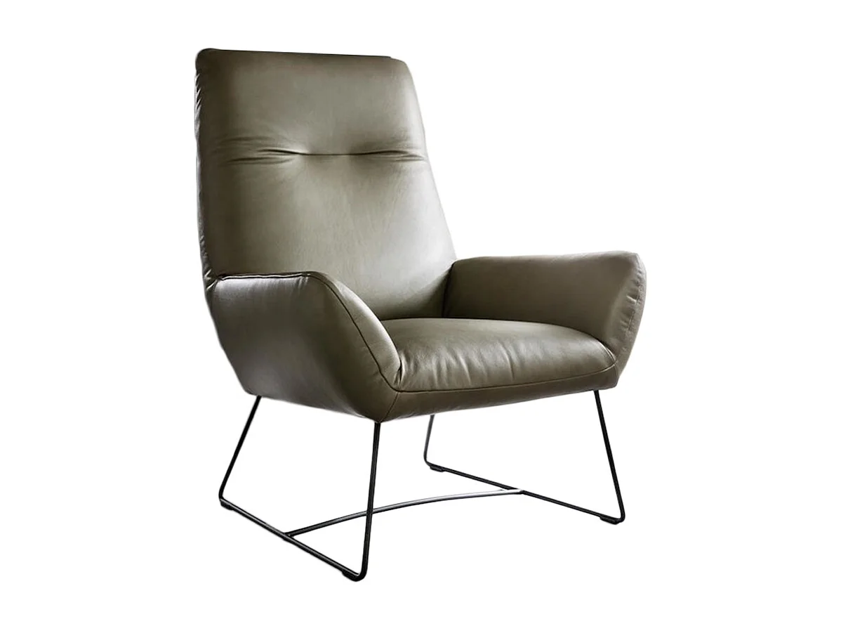 Fauteuil simple - Vert cuir - BISA