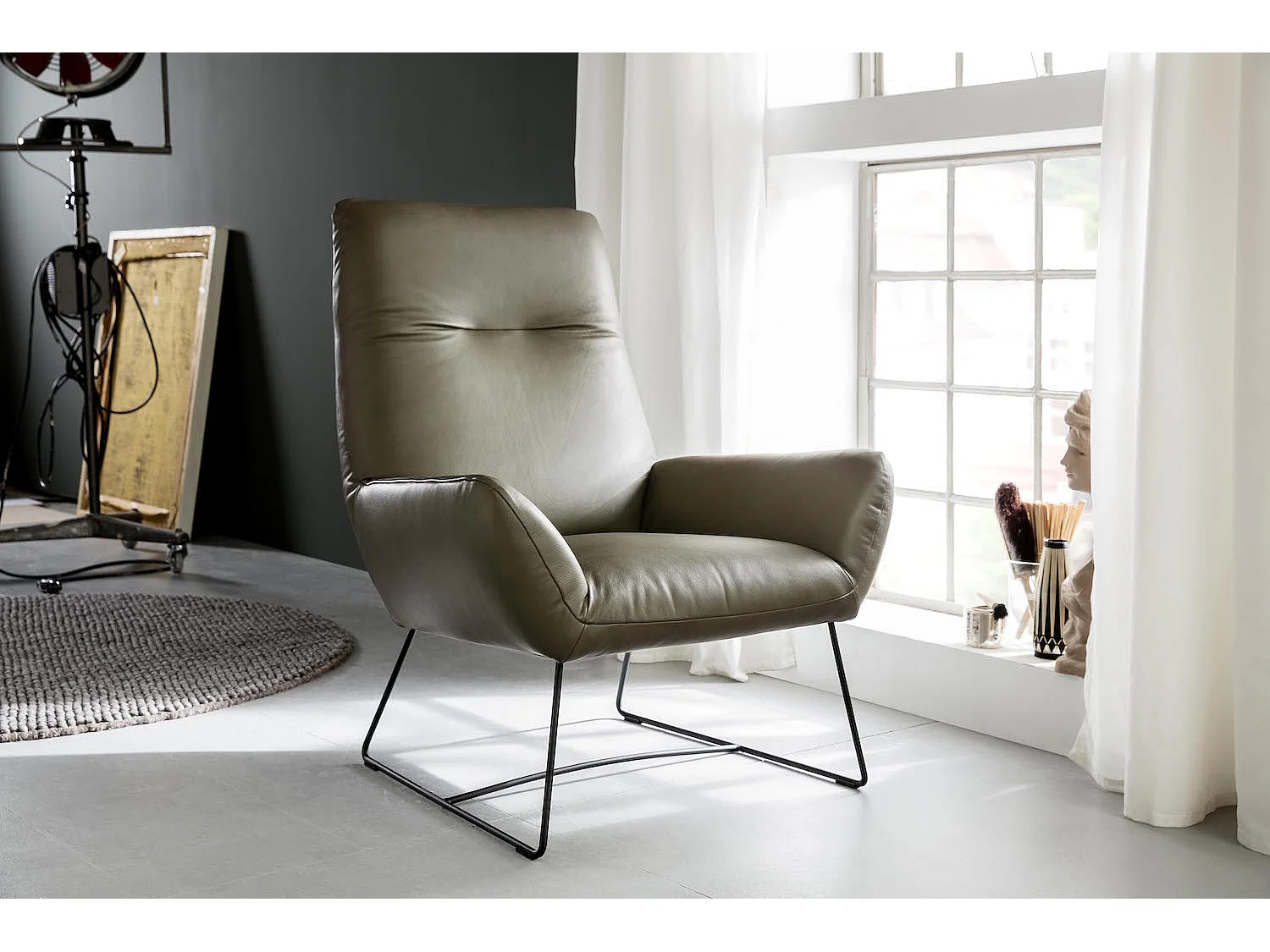 Fauteuil simple - Vert cuir - BISA