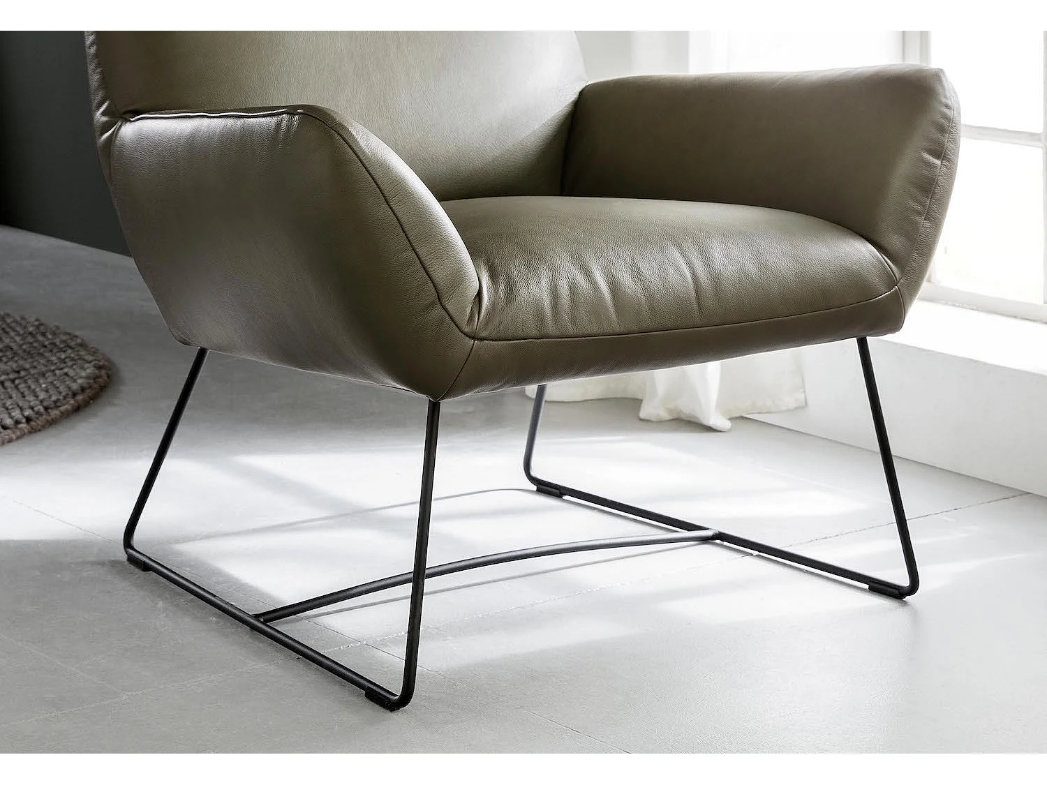 Fauteuil simple - Vert cuir - BISA
