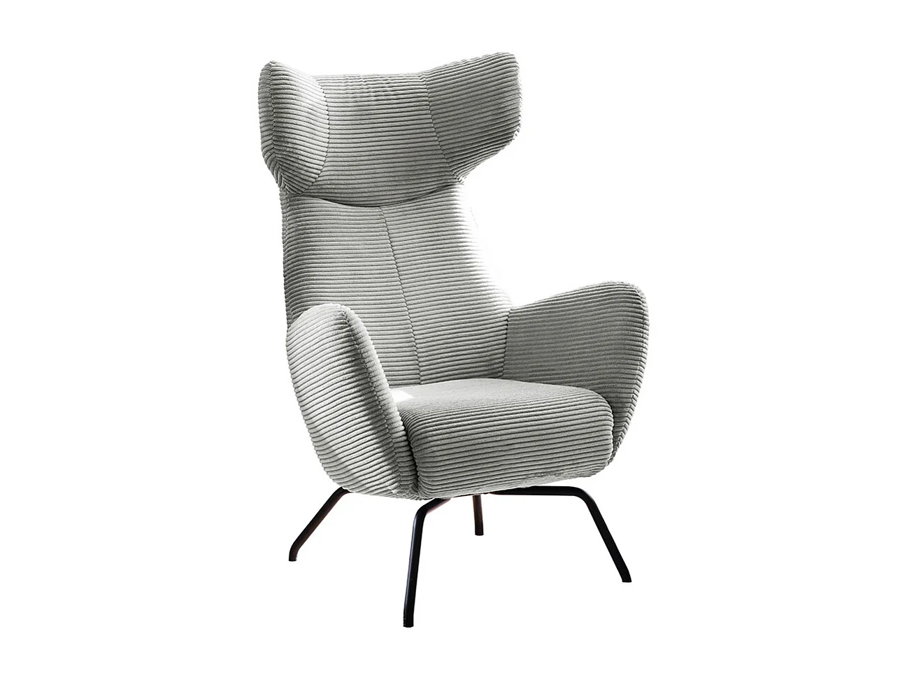 Ohrensessel - Hellgrau Cord - LOTTE