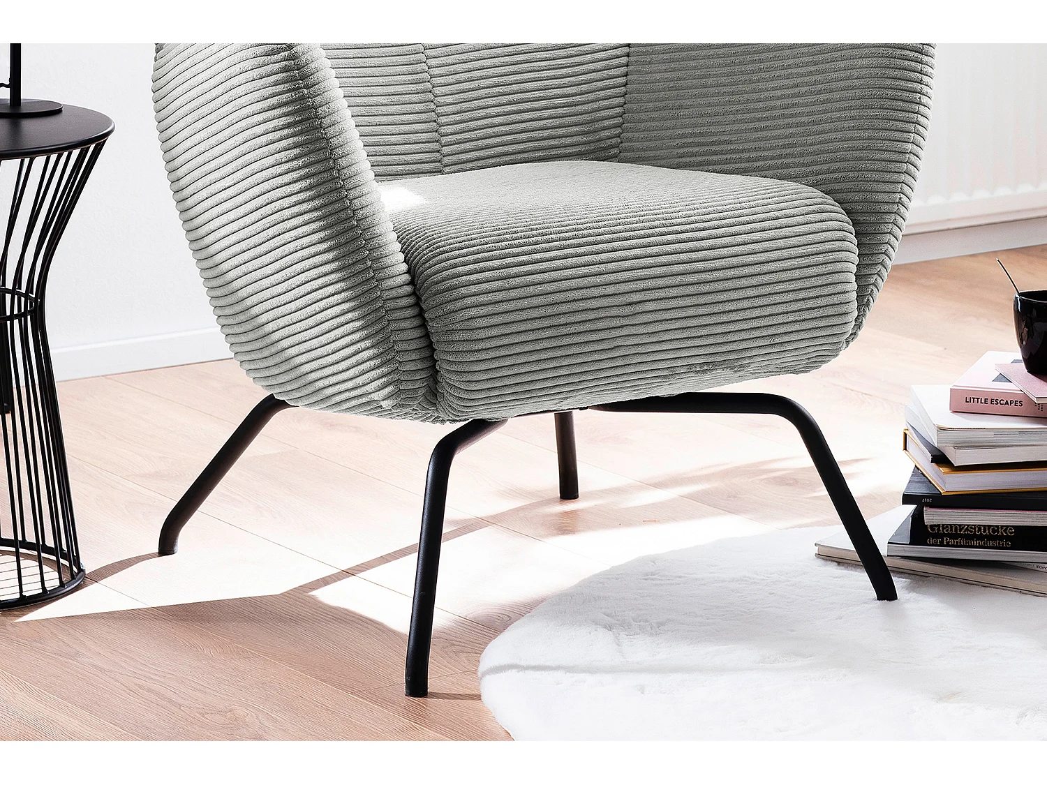 Ohrensessel - Hellgrau Cord - LOTTE