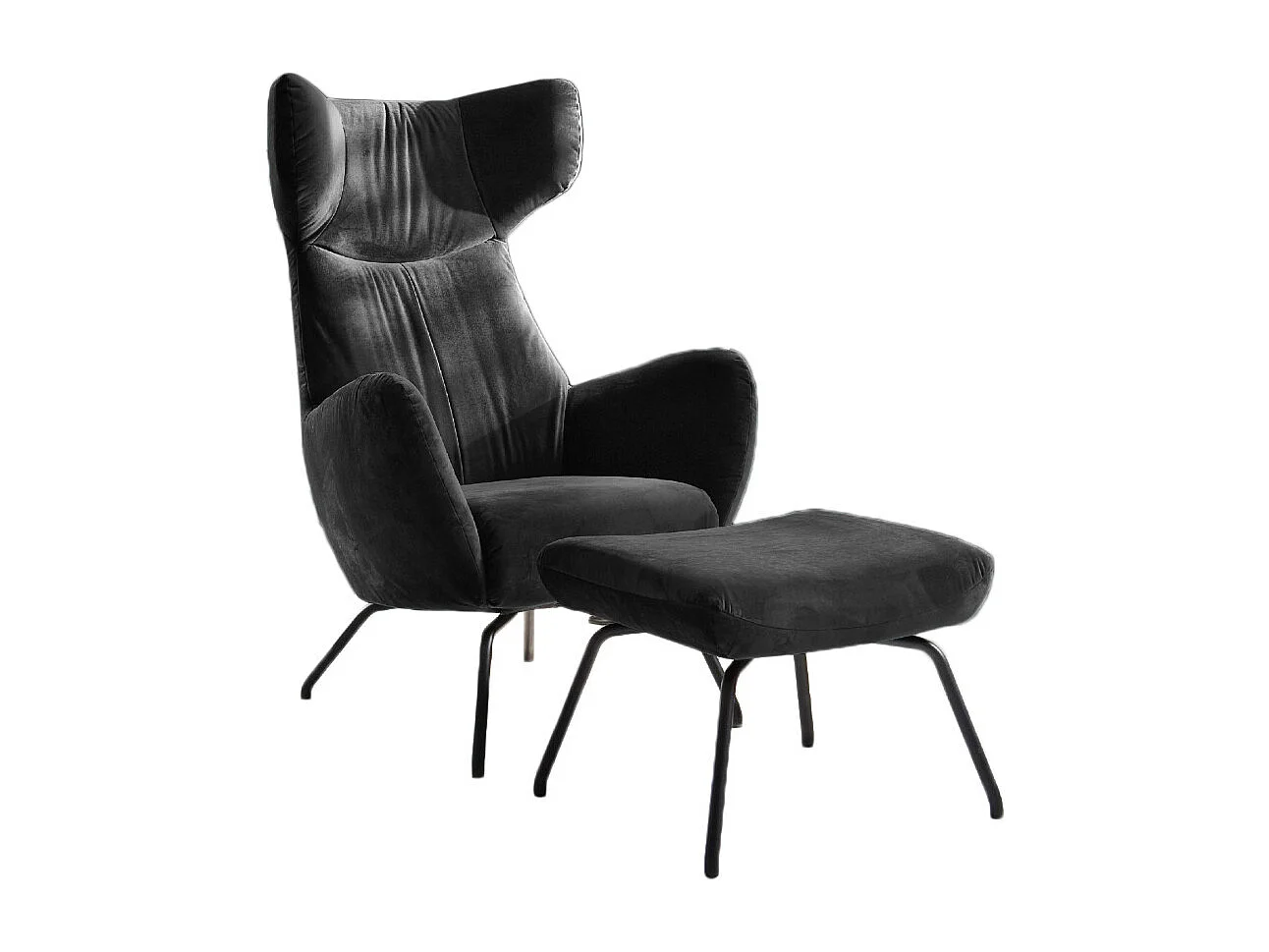 Sillones orejeros - Negro terciopelo - LOTTE