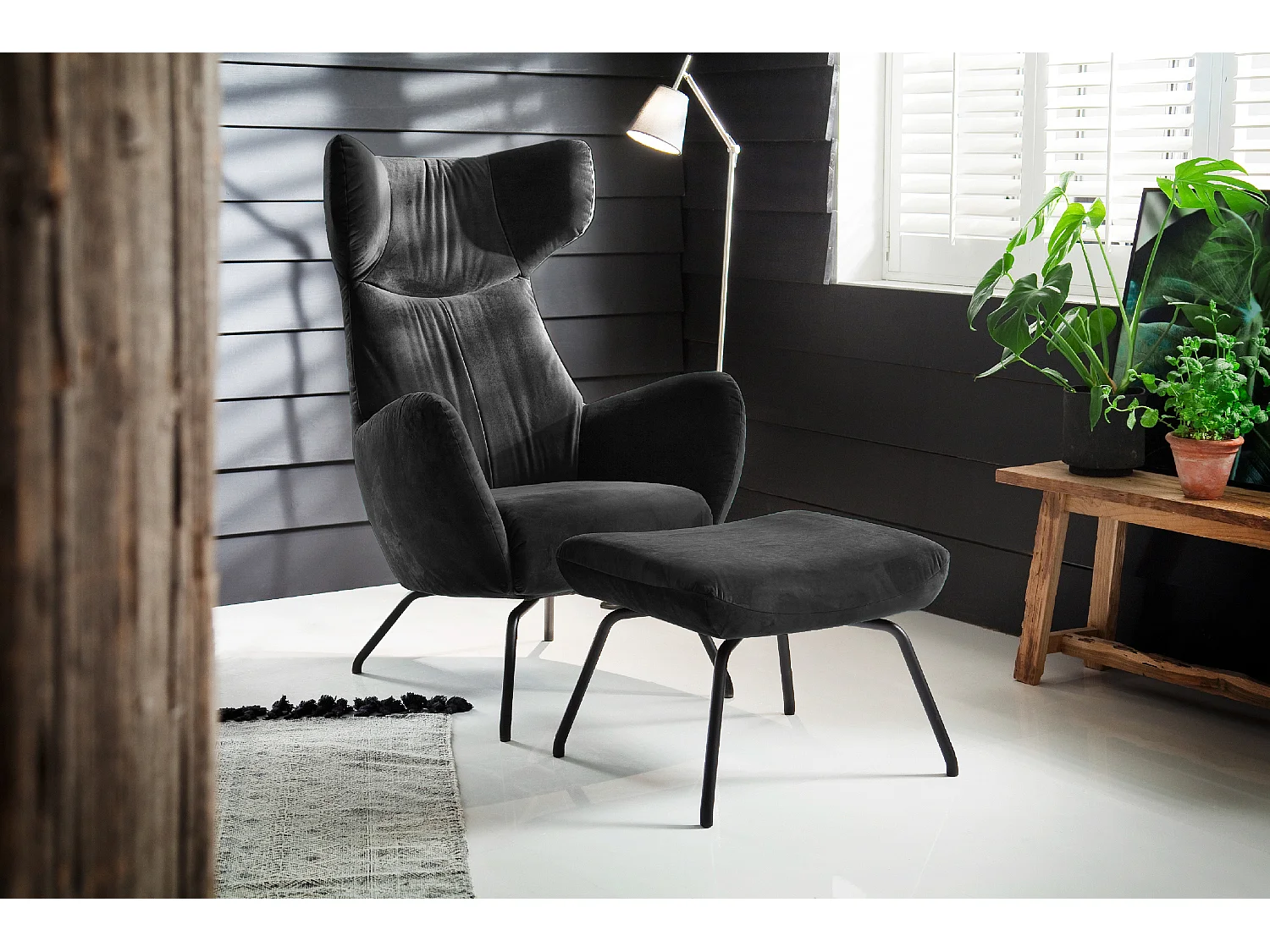 Sillones orejeros - Negro terciopelo - LOTTE