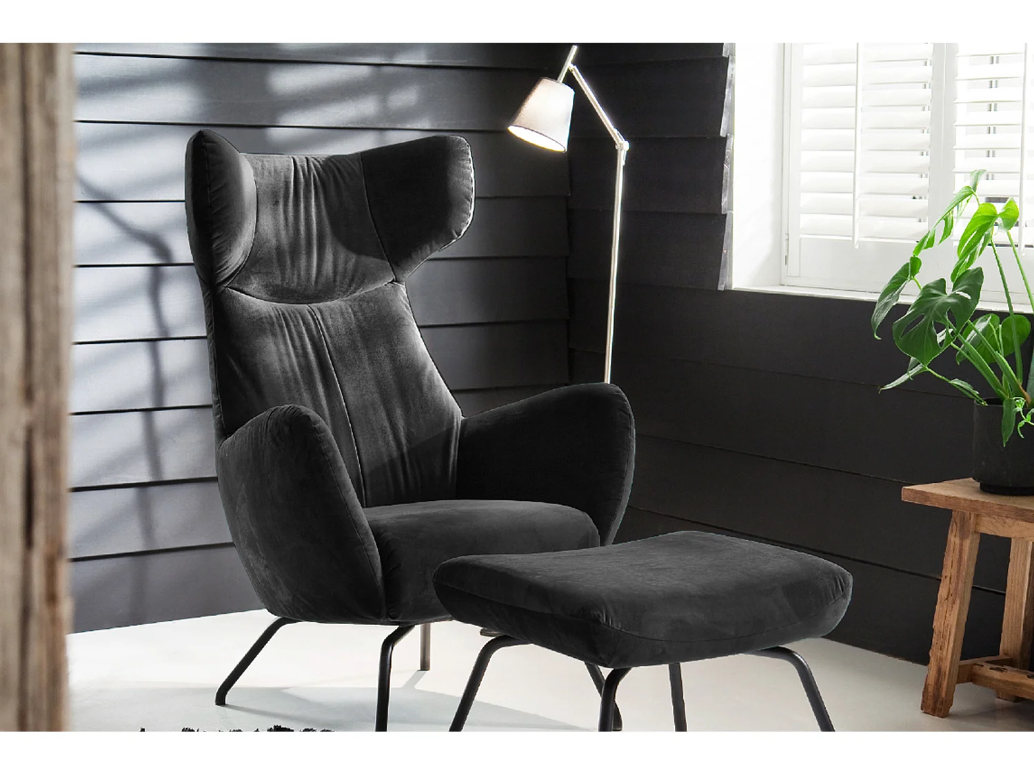 Sillones orejeros - Negro terciopelo - LOTTE