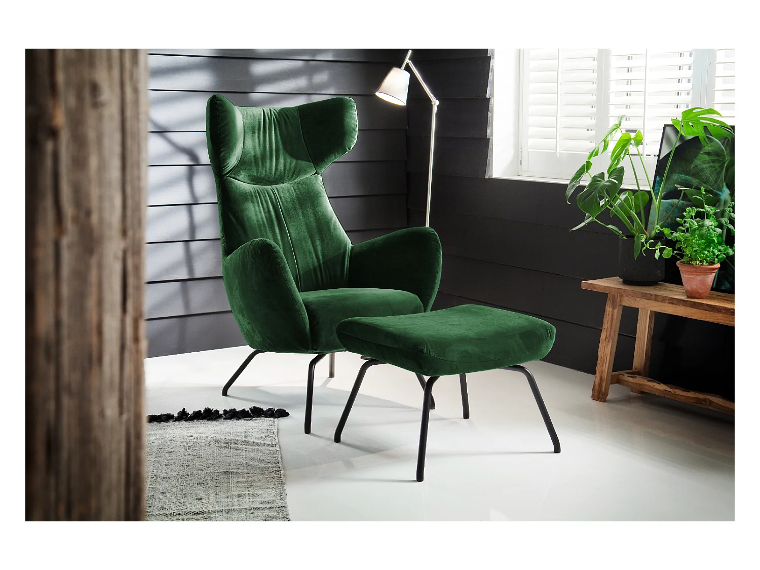 Fauteuil - vert émeraude Velours - LOTTE