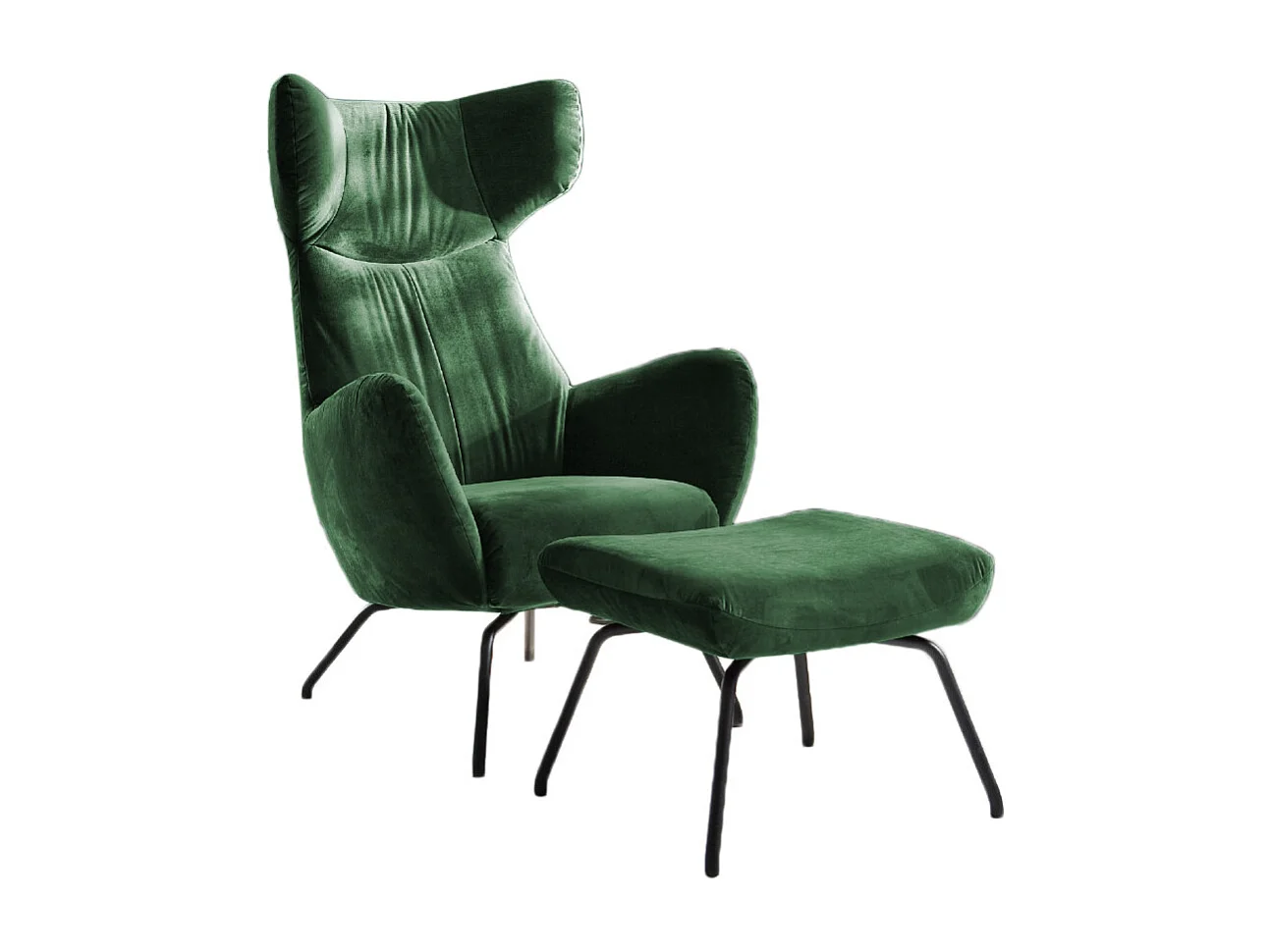 Sillones orejeros - verde esmeralda terciopelo - LOTTE
