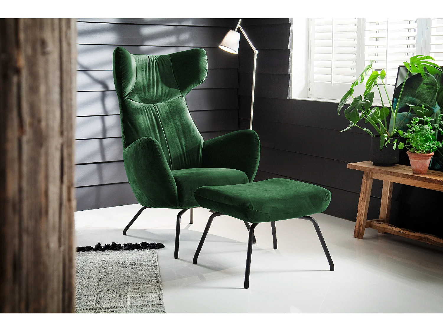 Sillones orejeros - verde esmeralda terciopelo - LOTTE