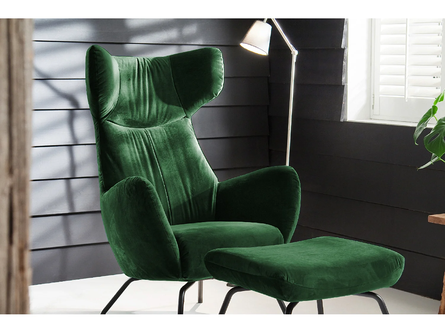 Sillones orejeros - verde esmeralda terciopelo - LOTTE