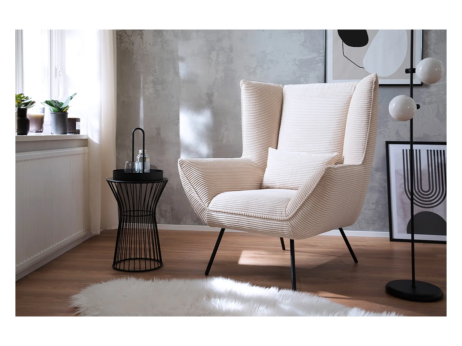 Fauteuil - blanc crème Velours côtelé - IVA