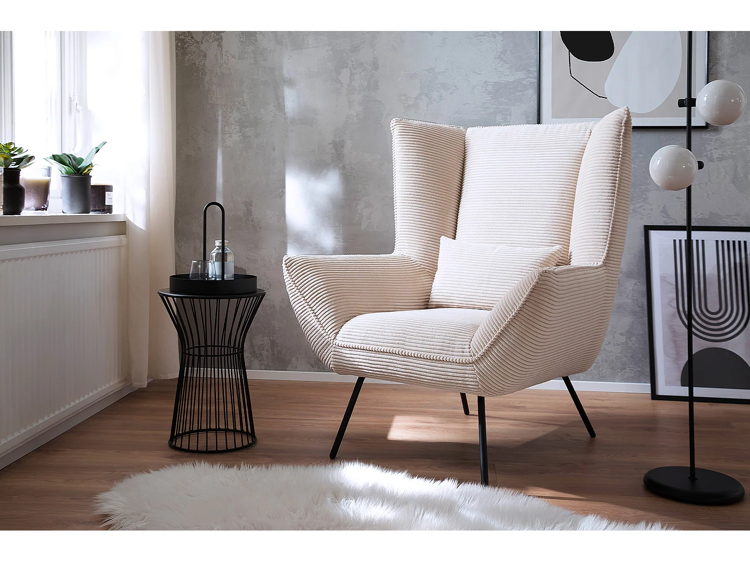 Fauteuil relax - blanc crème Velours côtelé - IVA