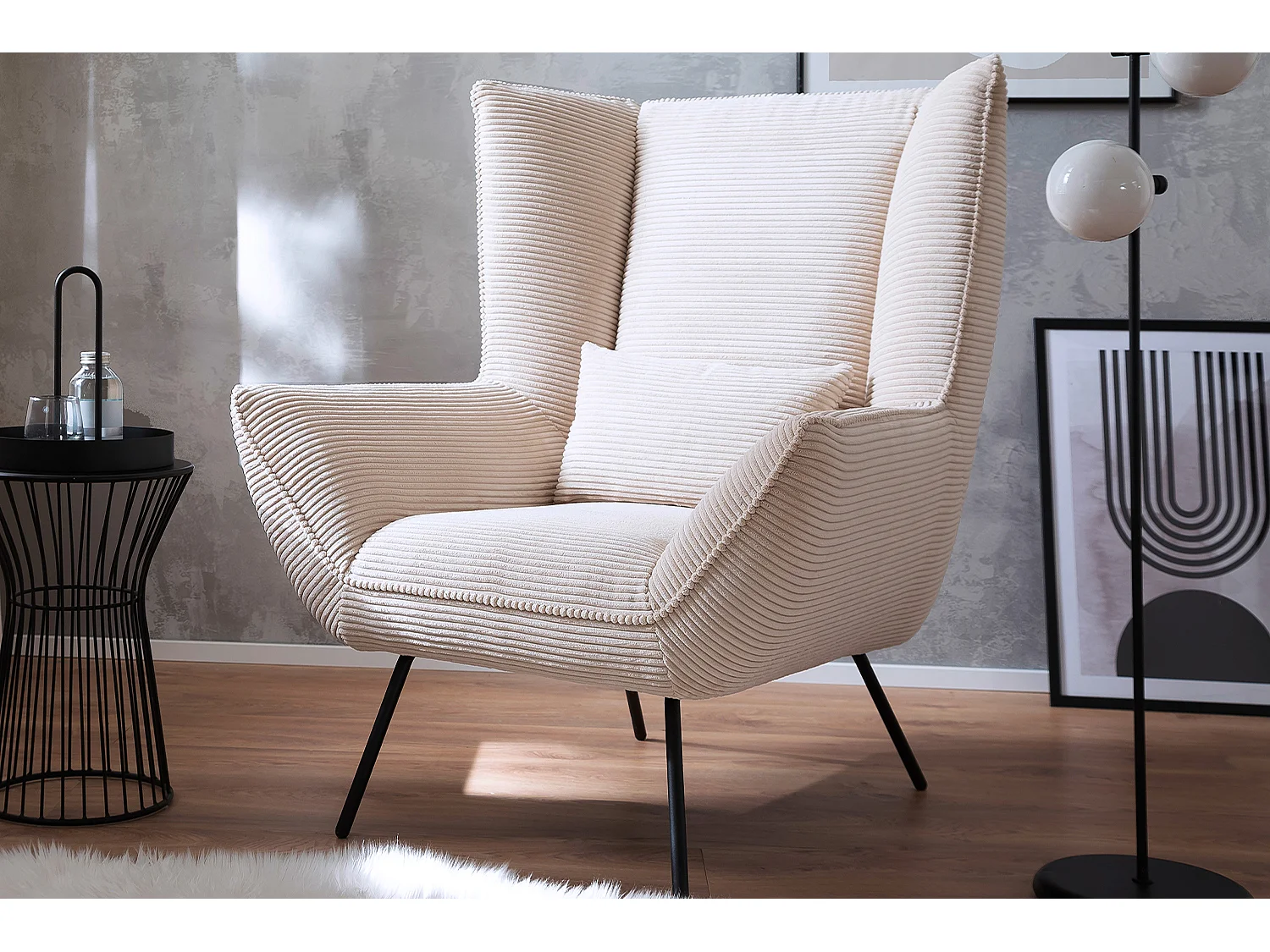 Fauteuil relax - blanc crème Velours côtelé - IVA