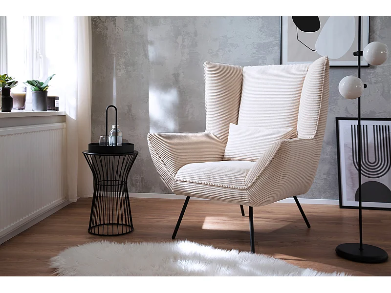 Fauteuil - blanc crème Velours côtelé - IVA